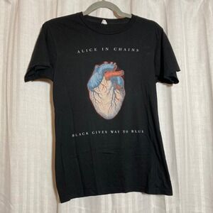 Alice In Chains 2010 Black Gives Way to Blue Tour T-Shirt Black S Heart Graphic